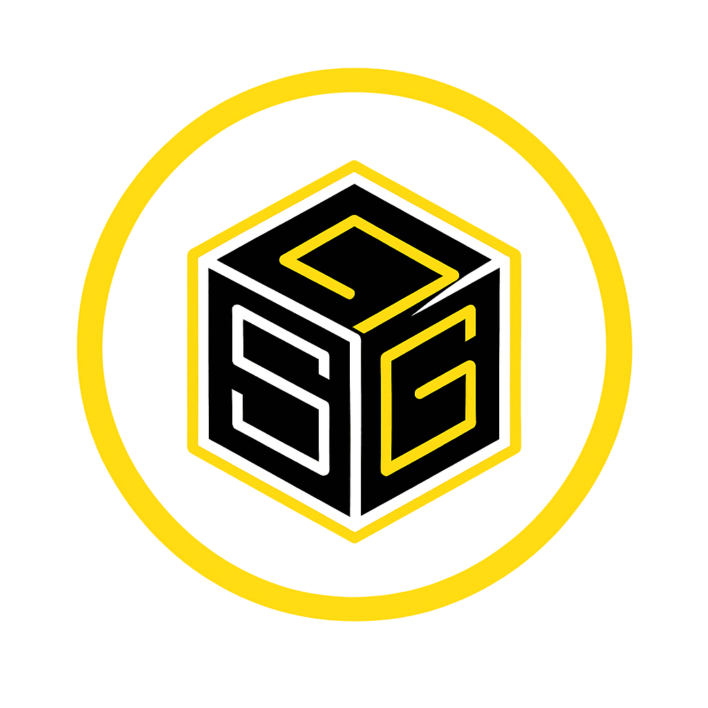 The SetupGalore logo, a black and yellow cube mark